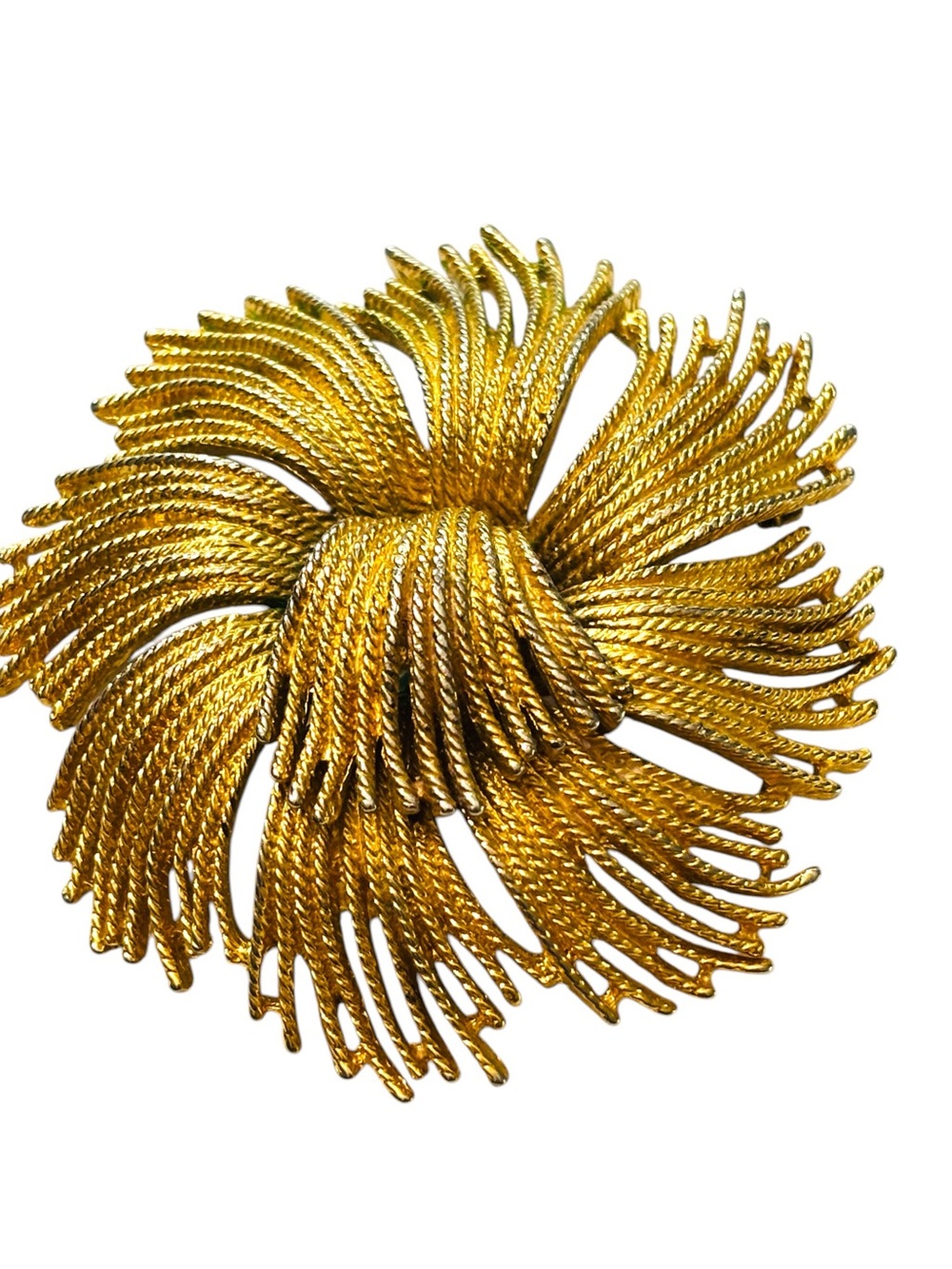 Monet Vintage Signed 1960s Cordelia Gold Toned Sunburst Brooch ASO Mad Men
